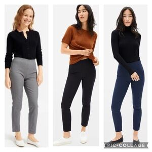 Everlane 0 Bundle 3 Side Zip Stretch Cotton Pants Navy Black Gray Houndstooth